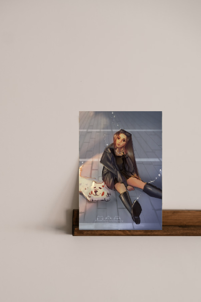Girl in Leather Jacket Mini Print