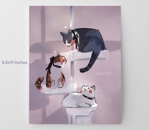 Three Cats H Coffee Mini Print